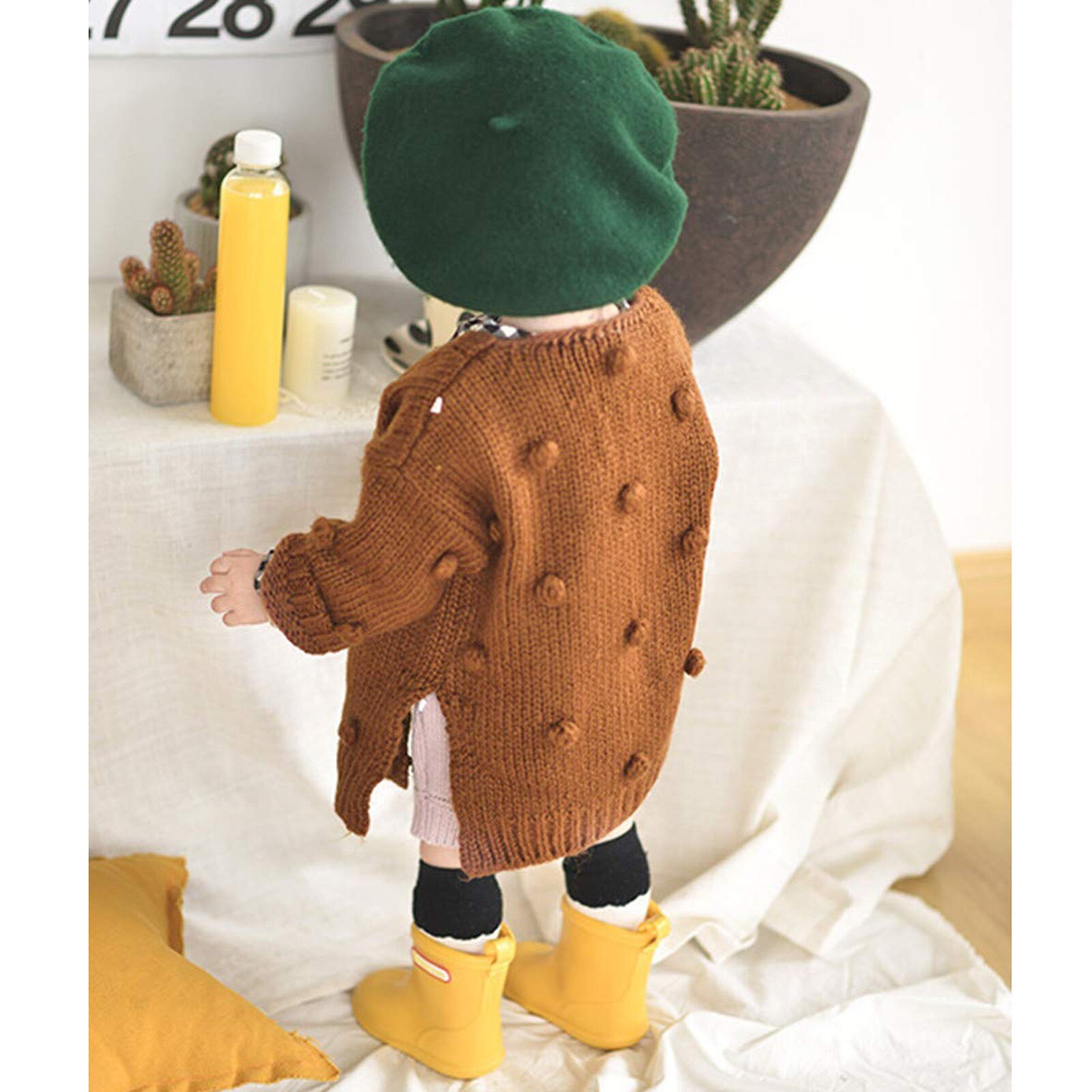 Jaqueta de inverno bebê Roupa Do Bebê Do Bebê do Inverno Da Menina Casaco Camisola Botão Cardigan de Malha de Manga Longa Crianças куртка для девочки