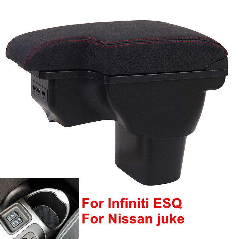 For NISSAN Juke For Infiniti ESQ Armrest Box Central Store Content Car Modification Accessories Dual Layer Retractable: A1 black leather