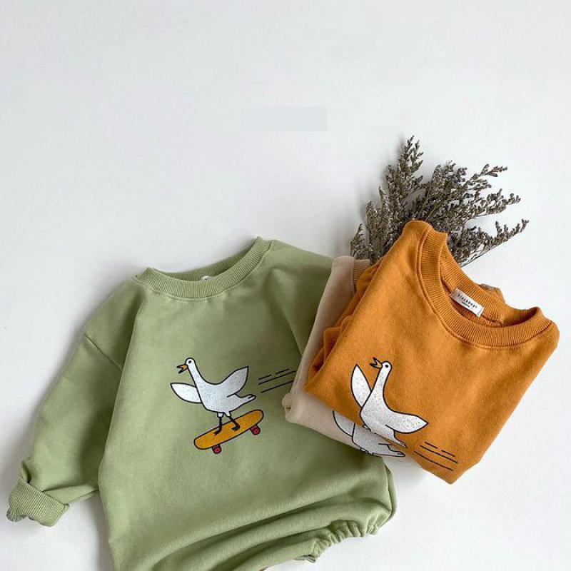 Ropa de bebé de algodón de otoño, monos bonitos con estampado de dibujos animados para bebé, monos de manga larga para niños y niñas