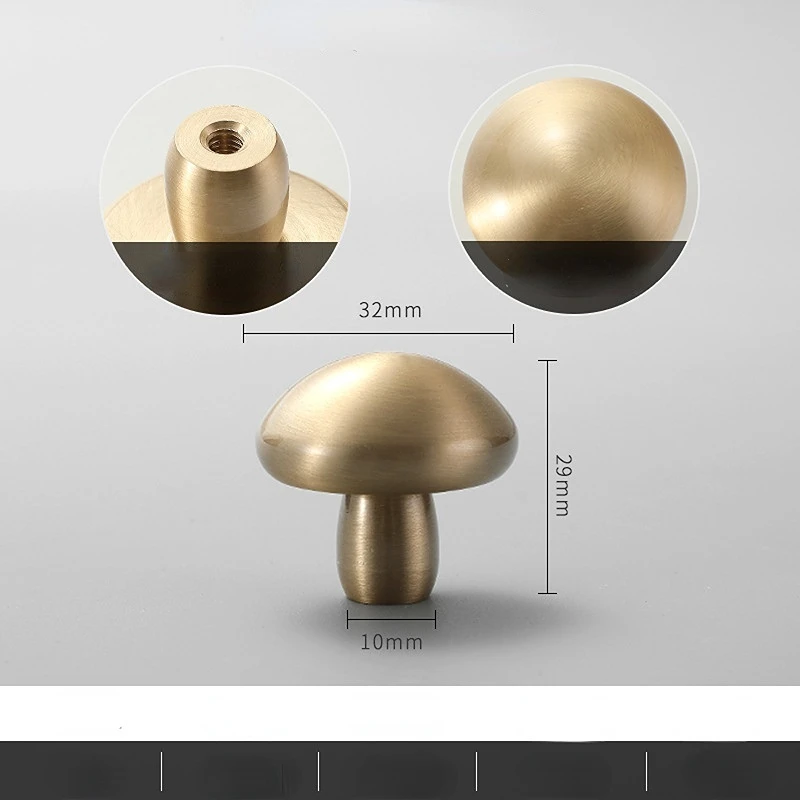 Brass Furniture Handles for Cabinets and Drawers Golden Bright Round Brushed Nordic Luxury Wardrobe Dresser Pull Door Knobs: black