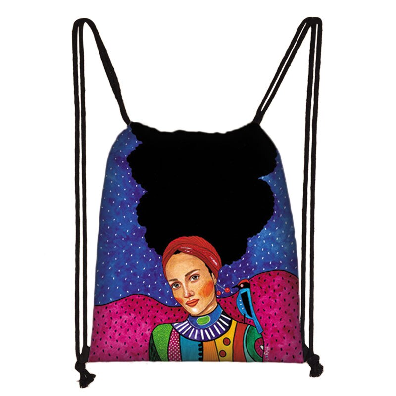 Retro Europese Olieverf Meisjes Tasje Mooie Bloemen Touw Zakken Meisjes Draagbare Rugzak Unisex Reizen Boodschappentassen: skd-painting16