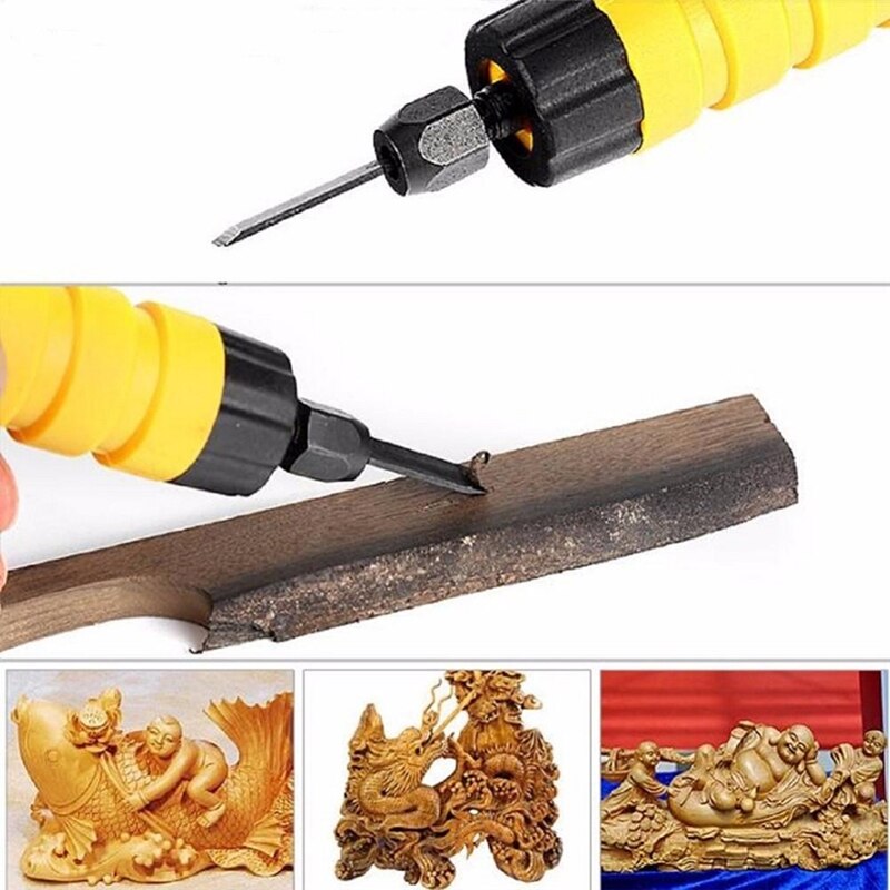 Wood Chisel Carving Tool Set Furniture Wood Carving Tool Electric Chisel+5 Carving Tips Wrench Flexible Flex Shaft