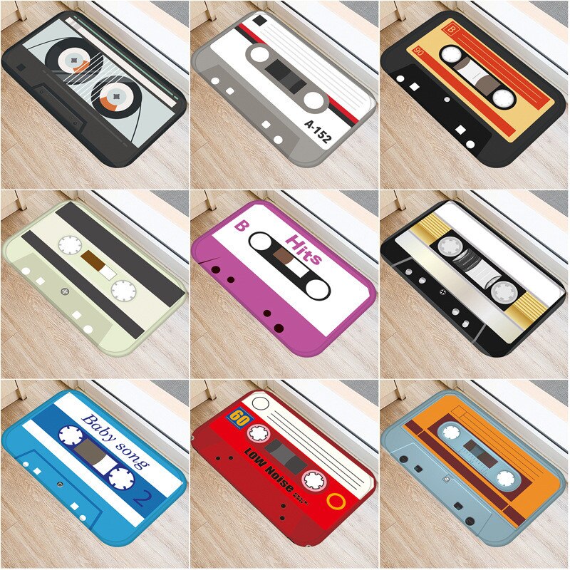 Kassette tape måtter skridsikre gulvtæppe tape mønster print dørmåtte til badeværelse køkken entré tæpper boligindretning