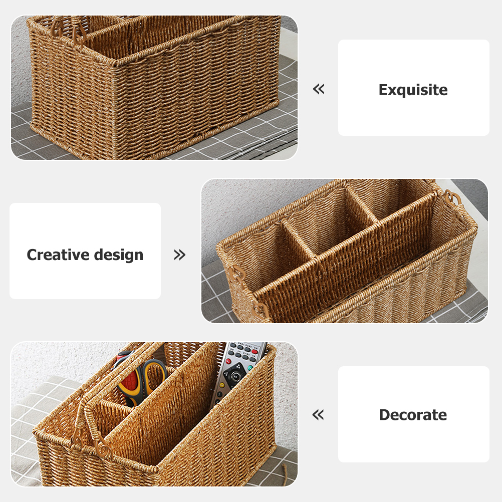 Cesta de herramientas, contenedores de almacenamiento tejidos, cestas tejidas decorativas, cestas de mimbre de imitación, cajas de almacenamiento, ganización de almacenamiento para el hogar