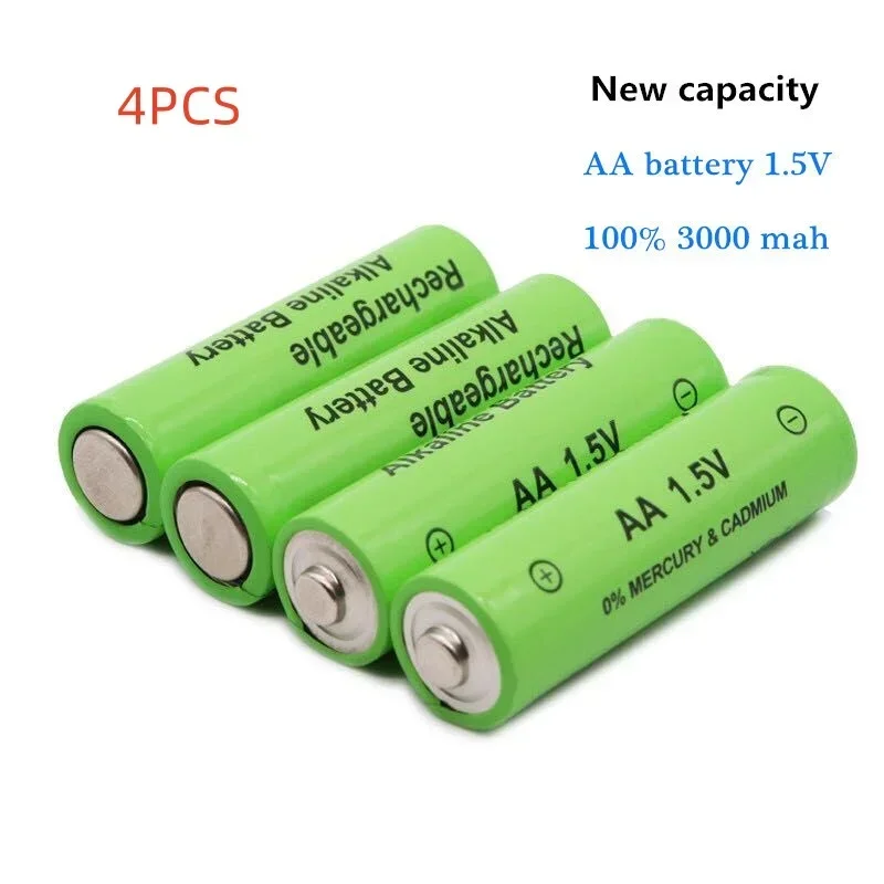 Aa- og aaa-batterier, 1.5v oppladbare batterier, 3000 mah alkalisk batteri for fjernkontrollmus, datamaskiner, lekeklokker