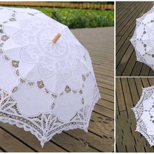Britnry paraply bomuld broderi bryllup paraply blonder hvid parasol bryllup tilbehør
