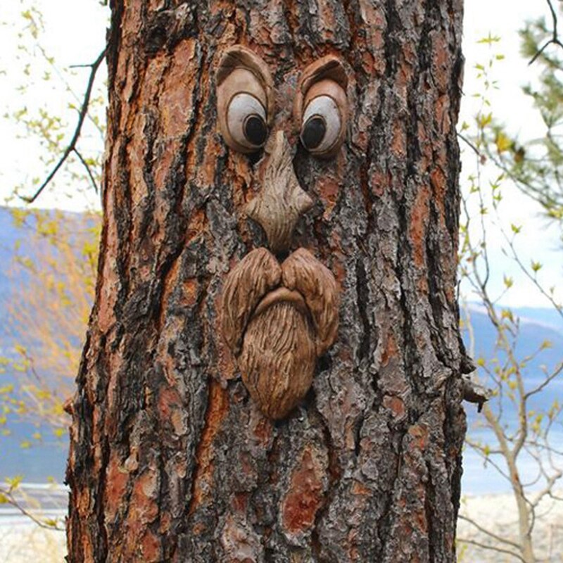 Old Man Tree Hugger Tree Face Outdoor Funny Old Man Tree Sculpture Yard Art Garden Peeker Interesting Garden Decoration