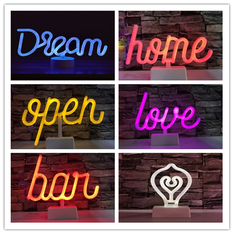 LED néons lampe de Table lettre signe Art décoratif pour fête de mariage Bar boutique chambre ouvert rêve décor à la maison