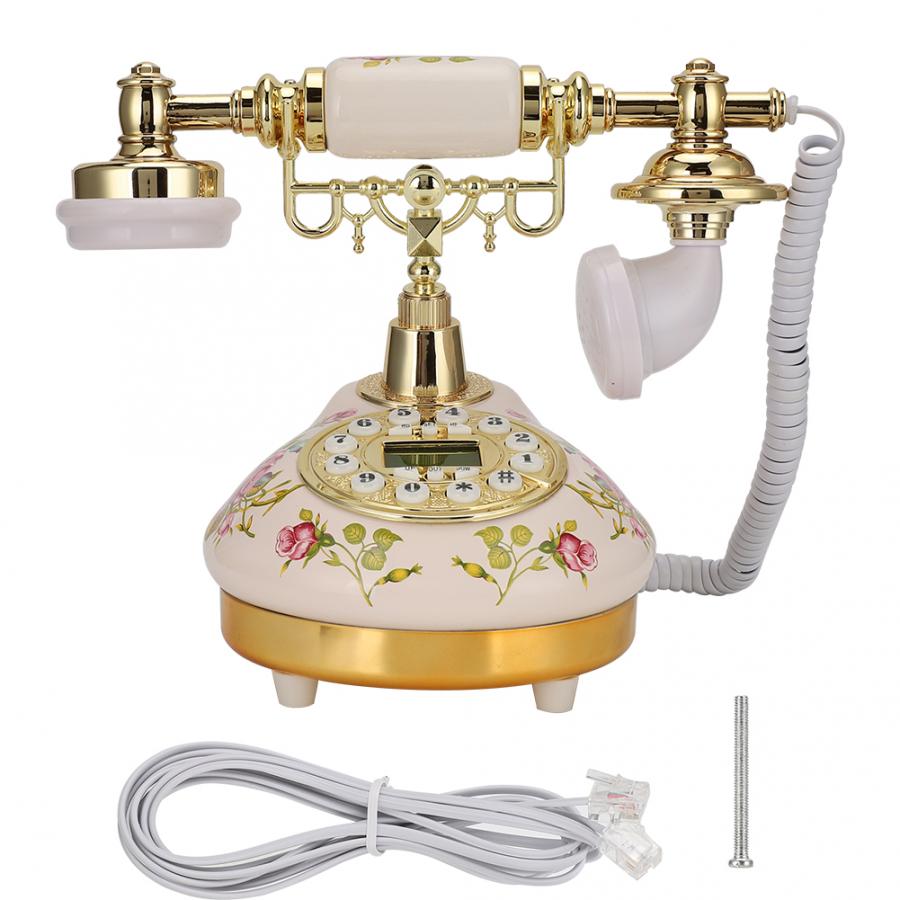 Téléphone rétro filaire fixe pour la maison, Base ronde en céramique, européen Antique, à l'ancienne, pour le bureau, l'hôtel