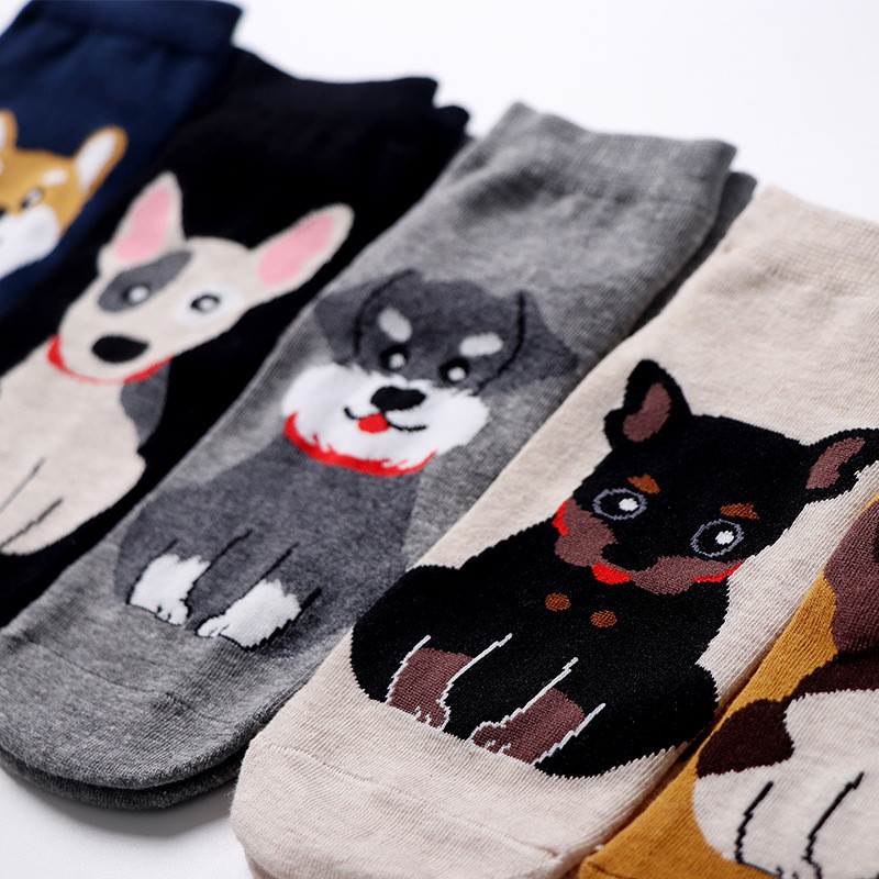 Lente Herfst Mode Schattige Dier Vrouwen Katoen Korte Sokken Tij Hond Kawaii Bull Terrier Beagle Japanse Casual Gelukkige Grappige Sokken