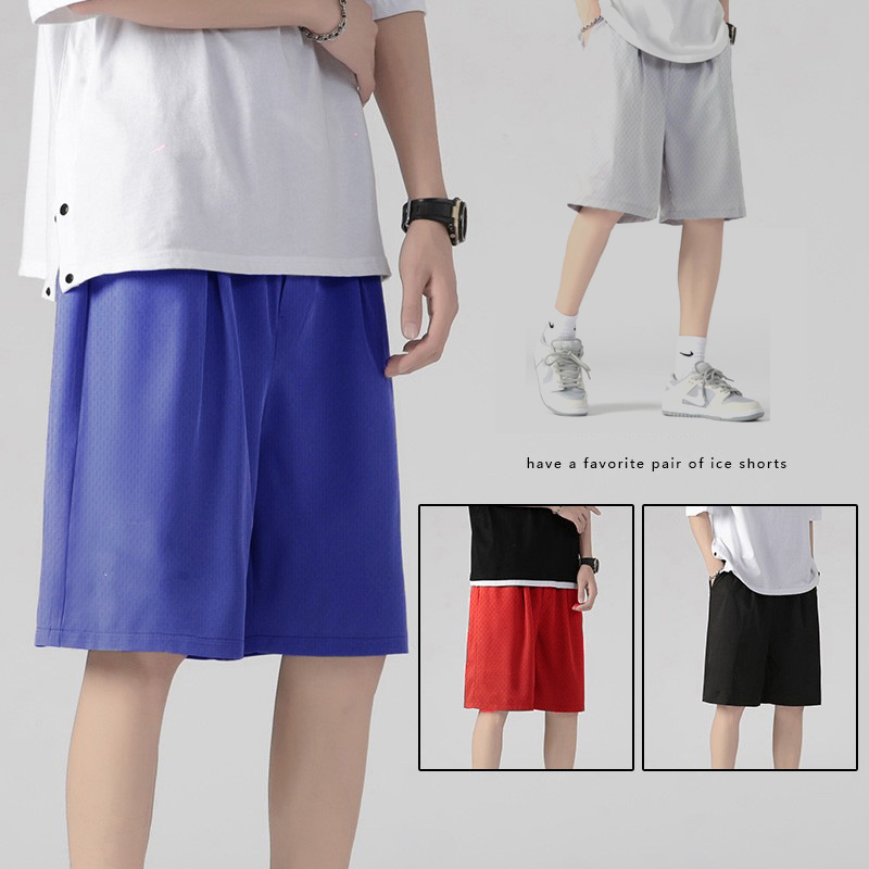 Zomer Ademende Mannen Mesh Shorts Gym Ijs Zijde Stijlvolle Casual Losse Shorts Joggers Outdoor Fitness Strand Korte Broek Sweatshorts