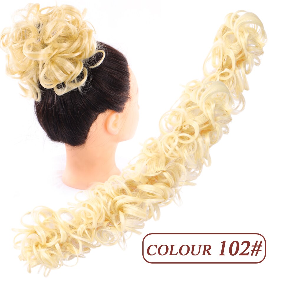 HUAYA Synthetic Chignon Hairpiece Messy Curly Scrunchie Hair Bun for women hair Extensions with Rubber Band Updo Ponytail: M333-102