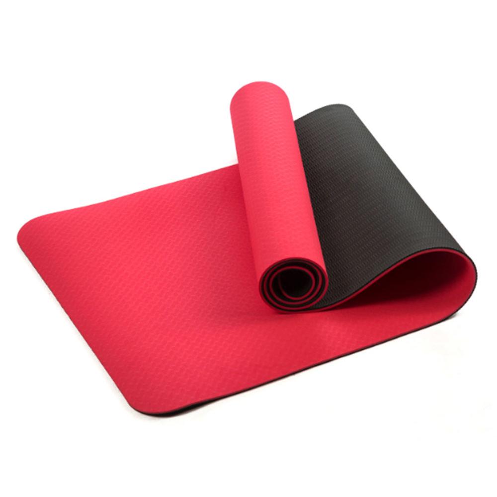 6Mm Dikke Tpe Twee-Kleur Yoga Mat Sport Mat Milieuvriendelijke Smaakloos Antislip Fitness Outdoor mat: Roze