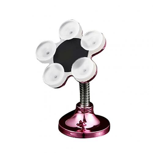 360 Degree Rotating Flower Shape Car Home Suction Mobile Phone Holder Bracket: 2 Rose Red