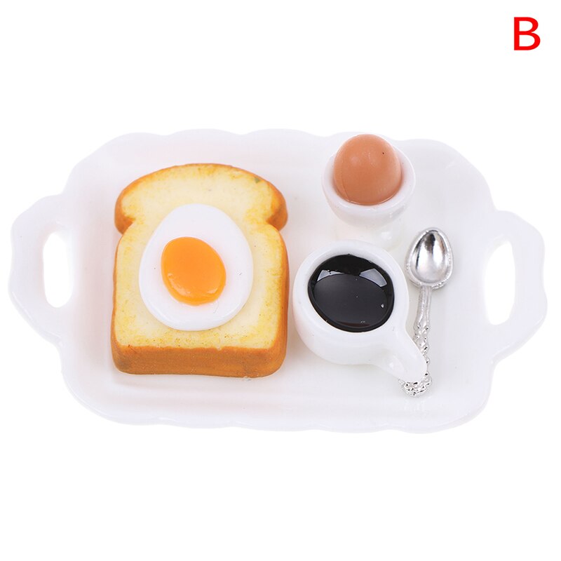 1/12 Mini Frühstück Ei Toast Kaffee Tasse Modell Miniatur Puppenhaus Spielen Küche Restaurant Zubehör Puppe Lebensmittel Spielzeug: B