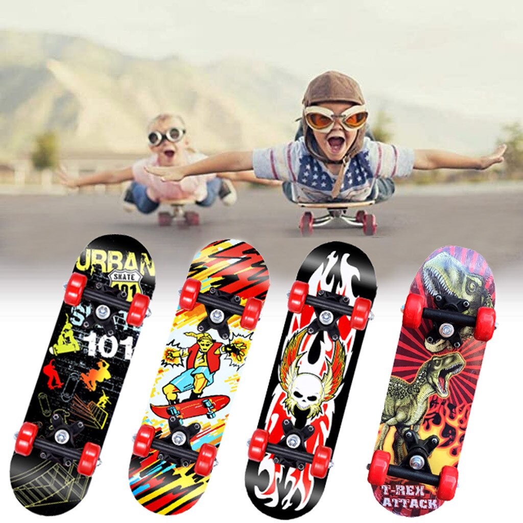 Double Rocker Skateboard Kids Longboard Cartoon Complete Cartoon Skateboards for Beginners For Boys Girls Kids Slide Plate