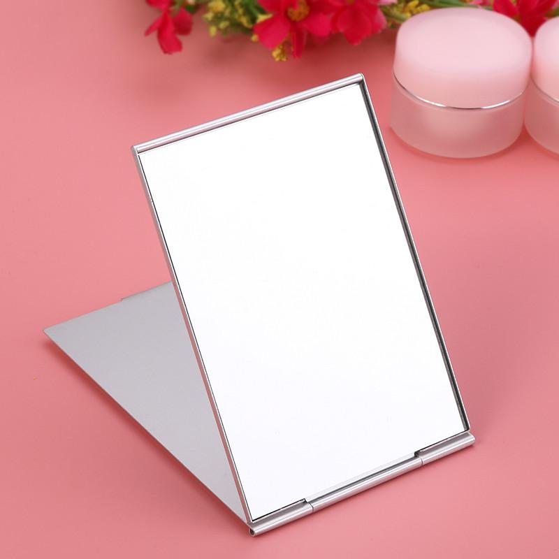 11.5X8cm Portable Folding Makeup Mirror Single Side Travel Shaving Makeup Mirror (Silver)
