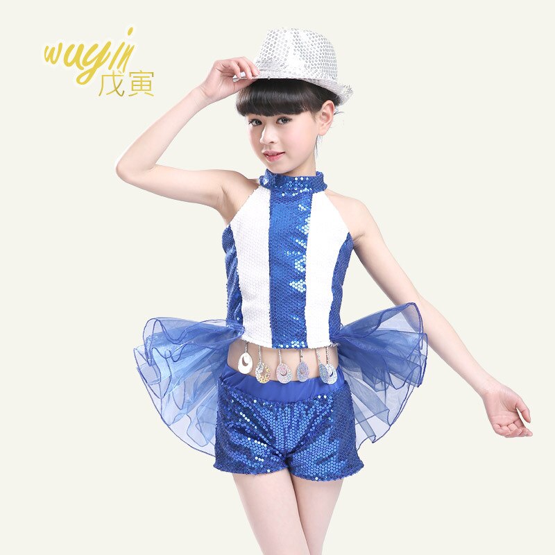 , ropa de baile para niños nuevos, trajes de baile de jazz hip-hop, actuaciones, traje con lentejuelas, hilo de cola de milano para mujer