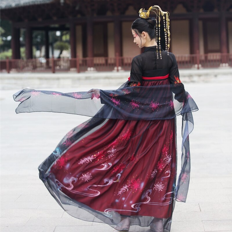 Hanfu Black Stage disfraces cantantes traje de baile tradicional chino traje de Festival Oriental ropa de actuación Folk DC1808