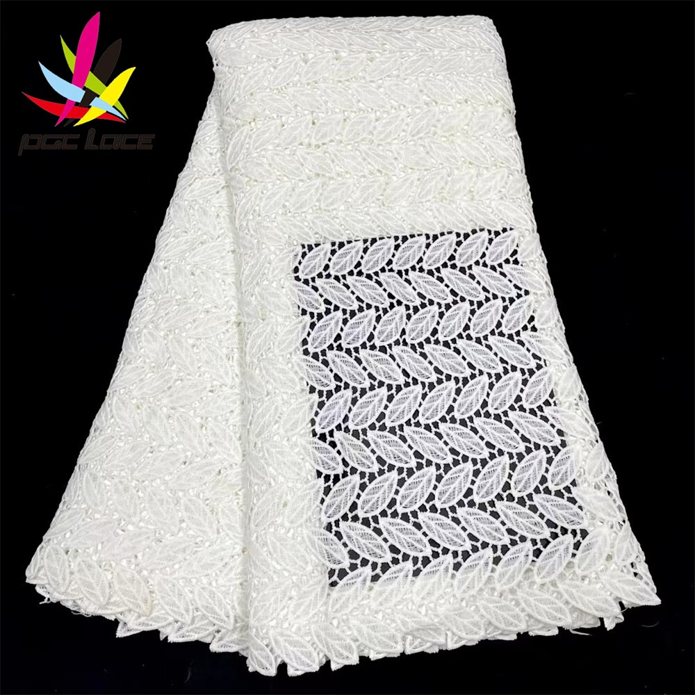 Pgc Wit Afrikaanse Melk Zijde Koord Kant Stof 2022 Kant Nigeriaanse Franse Kant Stof Voor Trouwjurk Naaien LY517-6: 6african lace fabric