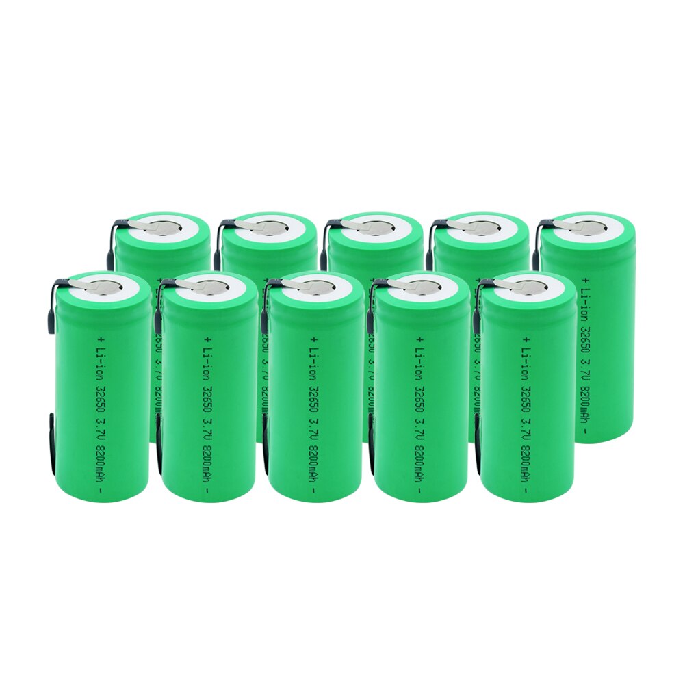 1-10 Pieces 8200mah 3.7V 32650 Battery Lithium Li ion 32650 Rechargeable Battery With DIY Tabs for Flashlight