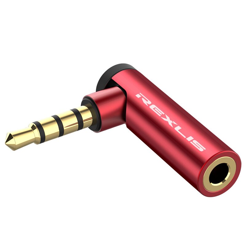 Adattatore Audio da 90 gradi 3.5mm cavo adattatore convertitore CTIA OMTP per cuffie placcato in oro per altoparlanti per amplificatore per Notebook auricolari: Red / 1PCS