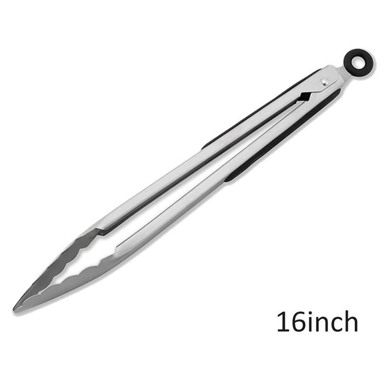 1pc Edelstahl Küche Tong Wärme Beständig Hohl-Out Grill Zange Lebensmittel Zange Küche Werkzeuge BBQ Werkzeuge Zubehör: 16 Inch