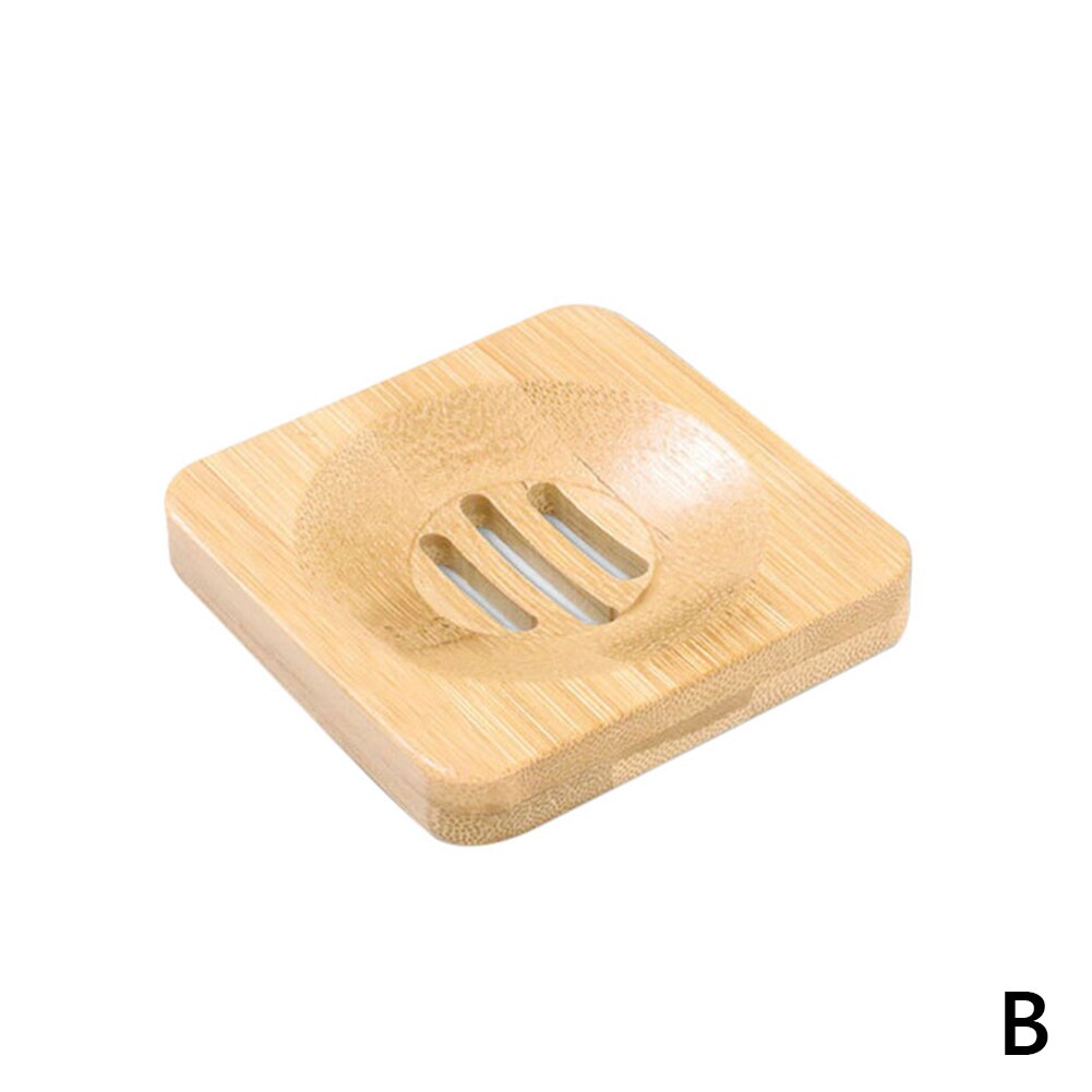 Natural Bamboo Wood Soap Dish Rack Storage Box Case Container Holder Bath Shower Soap Plate Tray Rack Bathroom Accessories: B