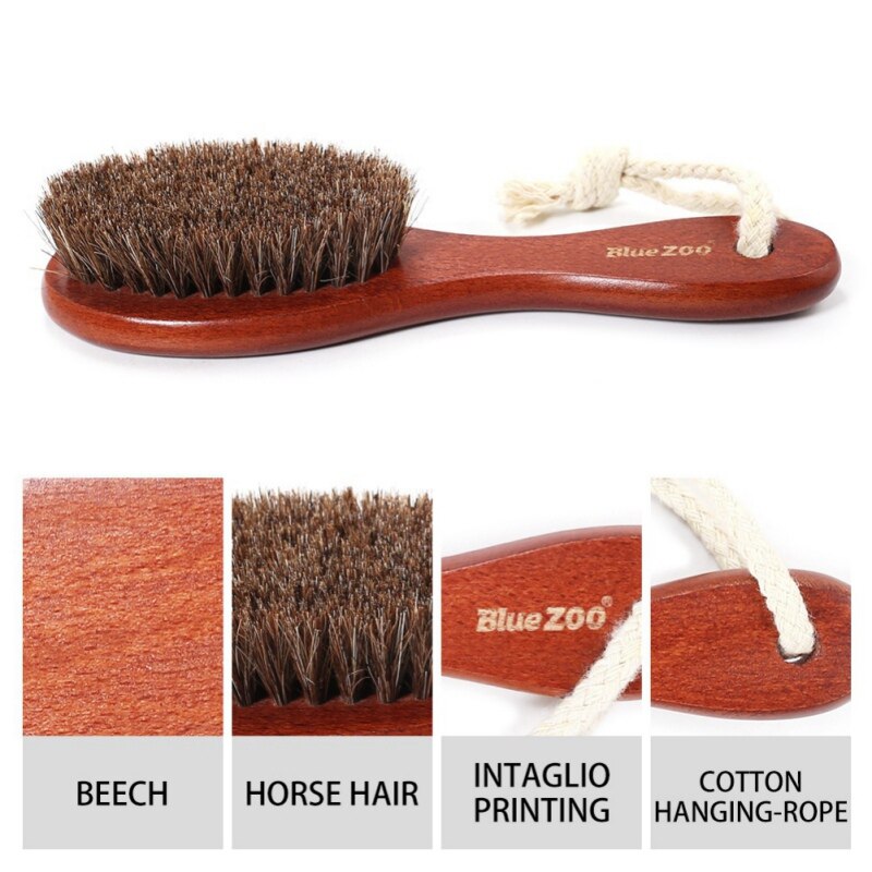 100% Natural Horse Hair brush Hairdressing Hair Comb Beard Comb Swine Mane Airbag Wucalyptus Oil Wood W1