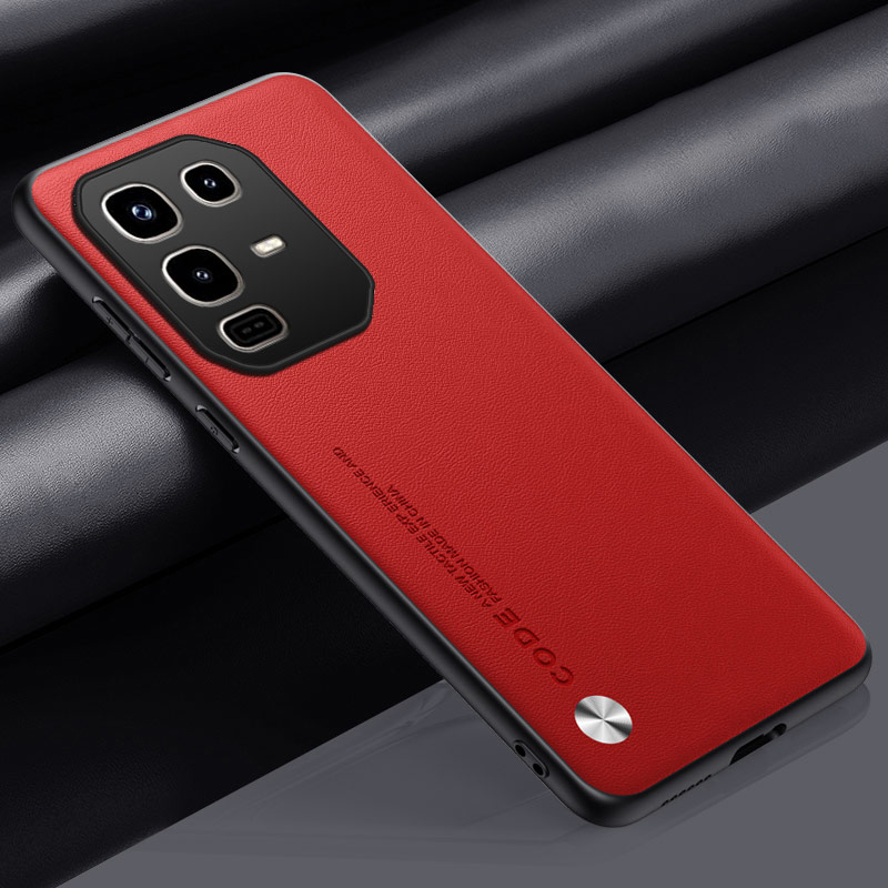 Funda de cuero para Infinix Note 50 Pro 4G fibra de carbono silicona dura a prueba de golpes mate funda de teléfono InfinixNote50Pro X6855 X6858: Cuero / Negro