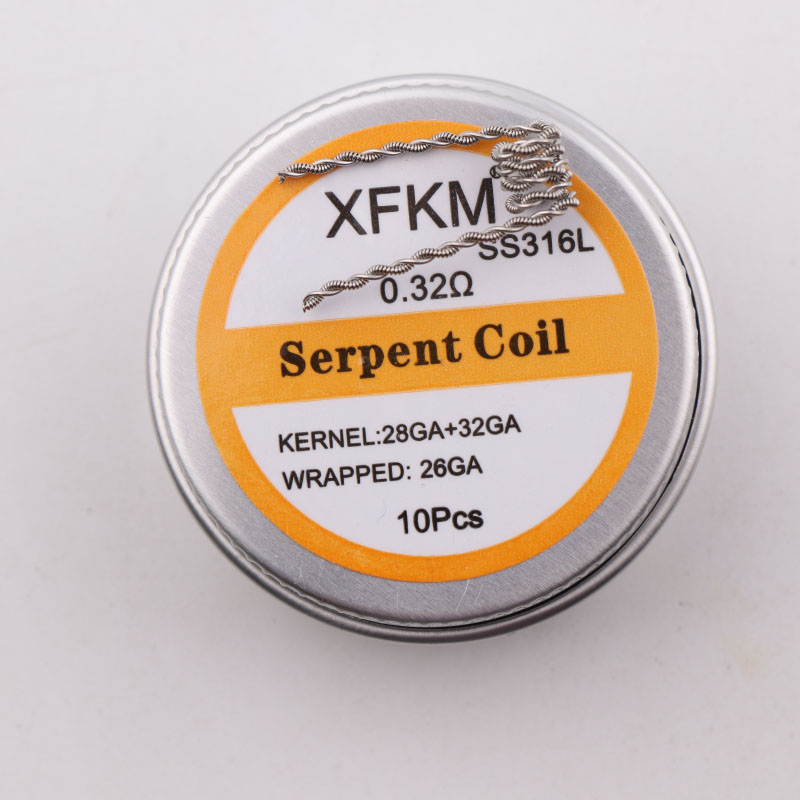 NUOVO XFKM Ni80 Sfalsati Fuso Clapton Prebuilt Colis Nichelcromo 80 Ad Alta Densità Premade Bobina RDA RTA RBA Atomizzatore Bobine di Riscaldamento: Serpent-coil-316-10