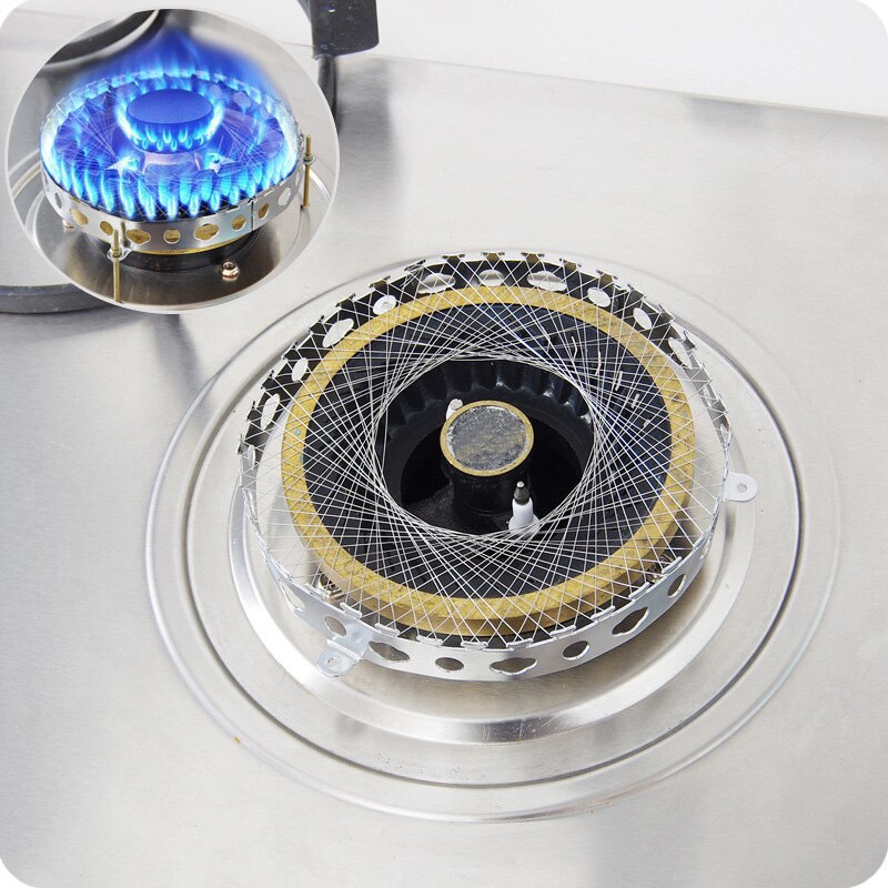 Kitchen Stove Windproof Net Stainless Steel Gas Cooker Stove Torch Net Saving Cover Windproof Round Mesh Pot Stand Adapter
