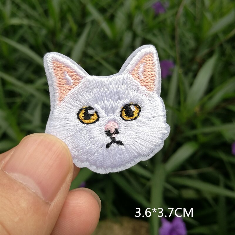 Computer embroidered badge cute little cat animal head embroidered cloth sticker decorative patch sticker: 11
