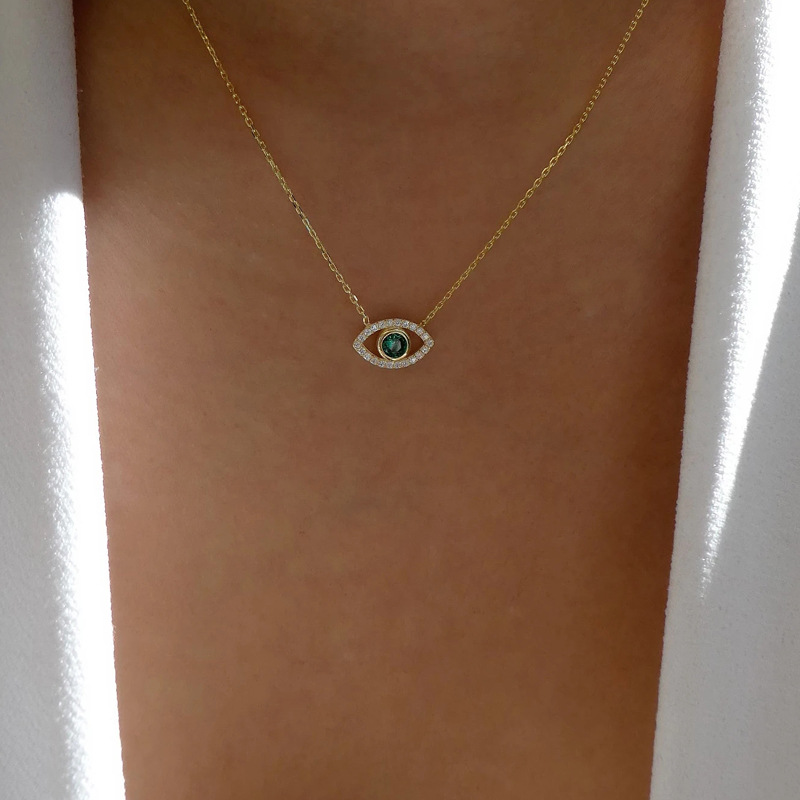 Collier porte-bonheur turc Double couche avec pendentif mauvais yeux pour femmes, Micro pavé de strass, chaînes de clavicule, bijoux: Couleur d’acier
