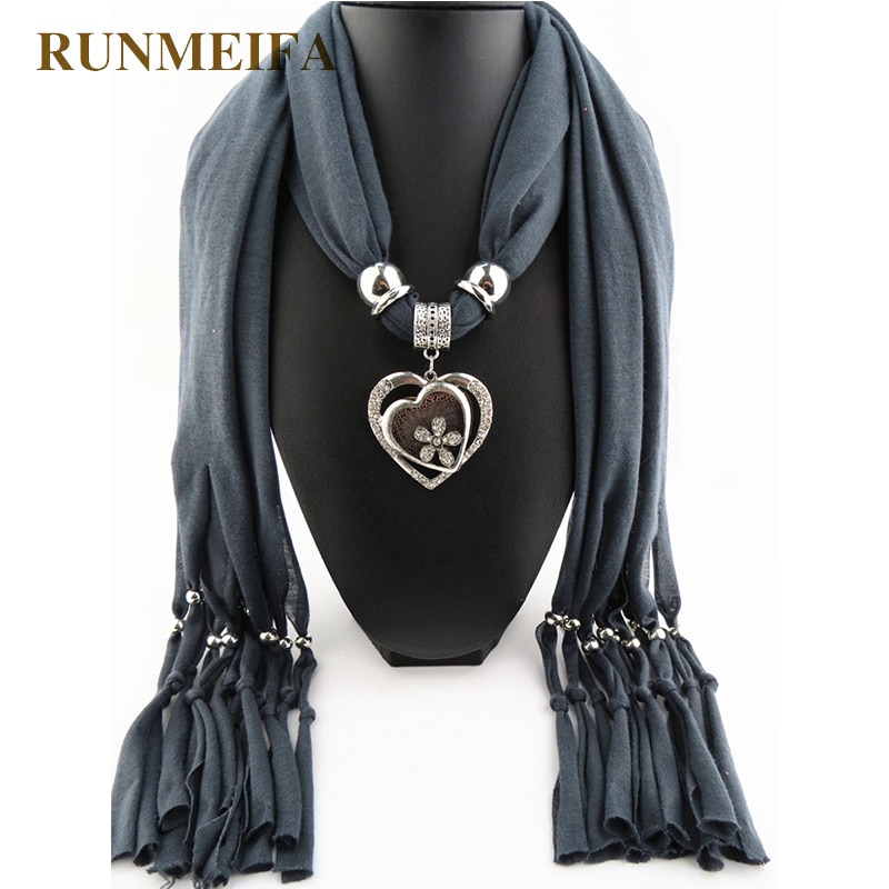 Kvinnor halsdukar halsband smycken hjärta ädelsten halsband hänge halsduk dam tofs halsdukar kvinnliga sjalar foulard femme