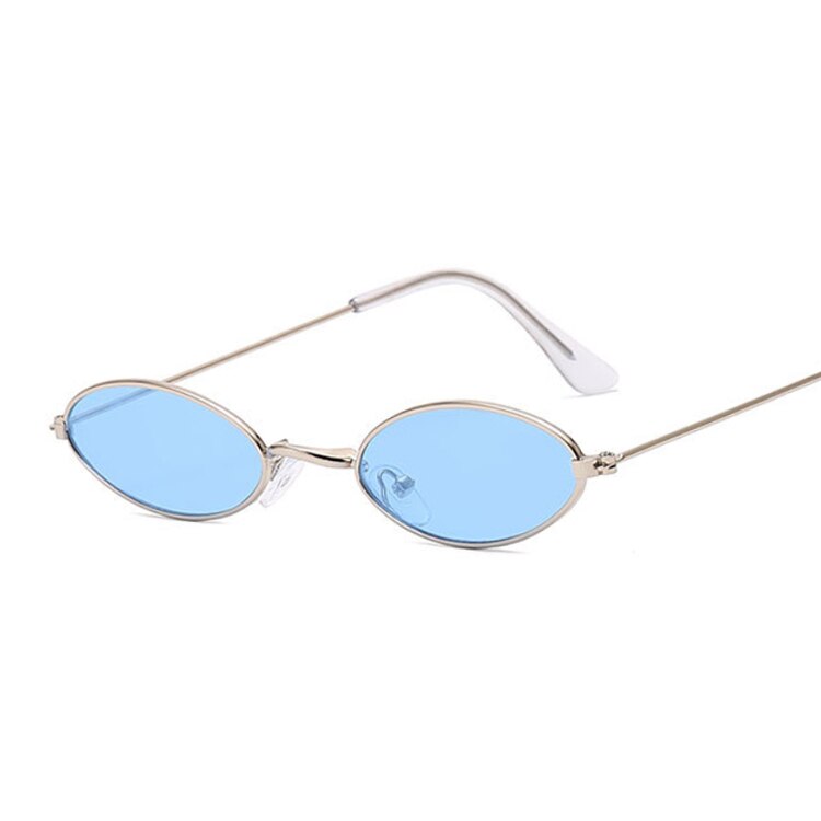 Lunettes de soleil ovales roses, petite monture, rondes pour femmes, de styliste Vintage: SilverBlue