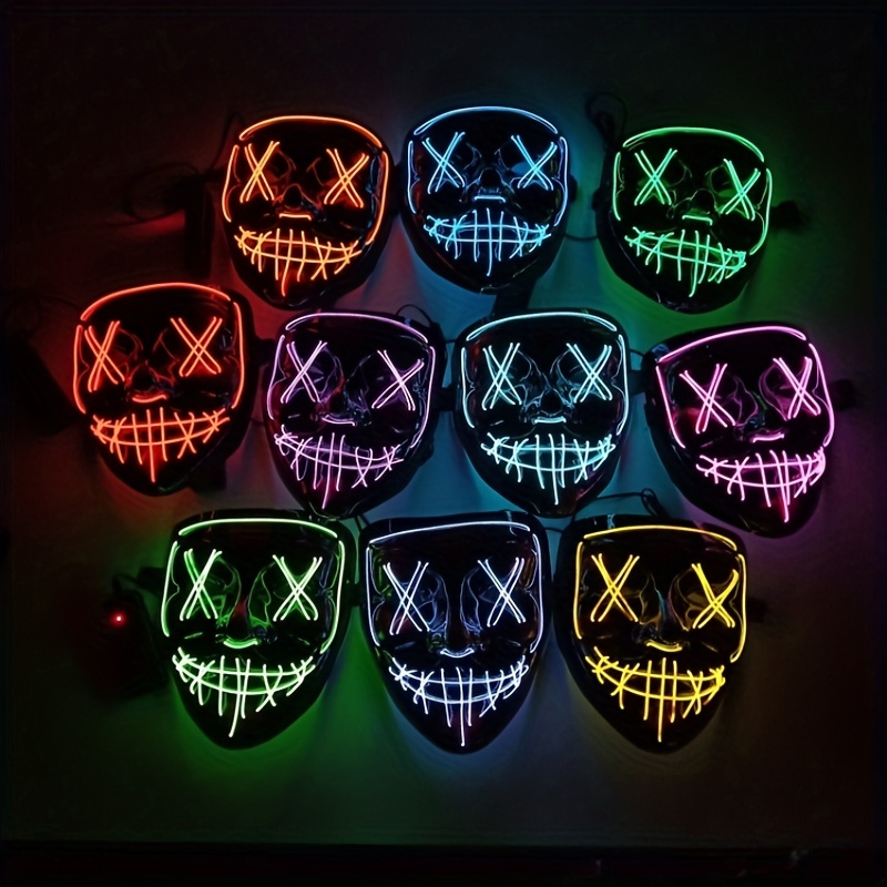 Halloween Mask LED Light Up Full Face Mask Cosplay Halloween Costume Masquerade Party, Carnival,