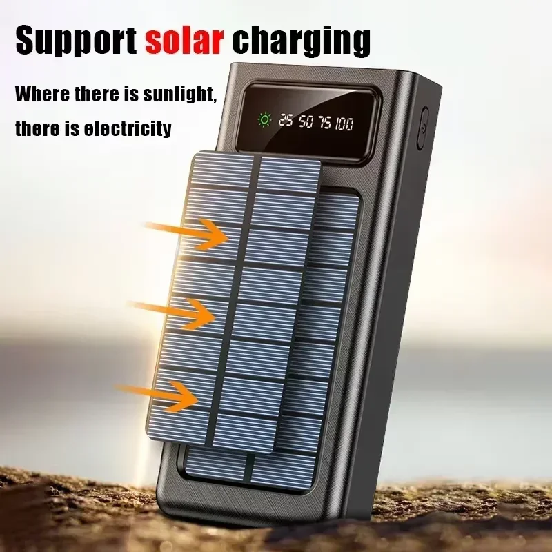 200000 mah solcelledrevet powerbank med ultrakapacitet, usb 4 in1 superhurtig opladning, usb type c, led-lys, udendørs powerbank til iphone