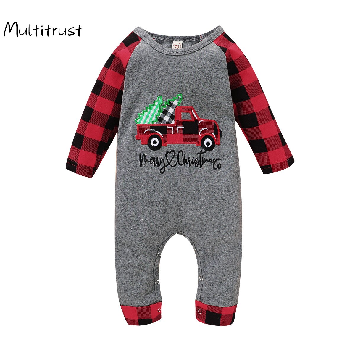 Pasgeboren meisjes halloween thanksgiving kerst jumpsuits ronde hals lange mouwen cartoon streep geruit lange romper overall kleding