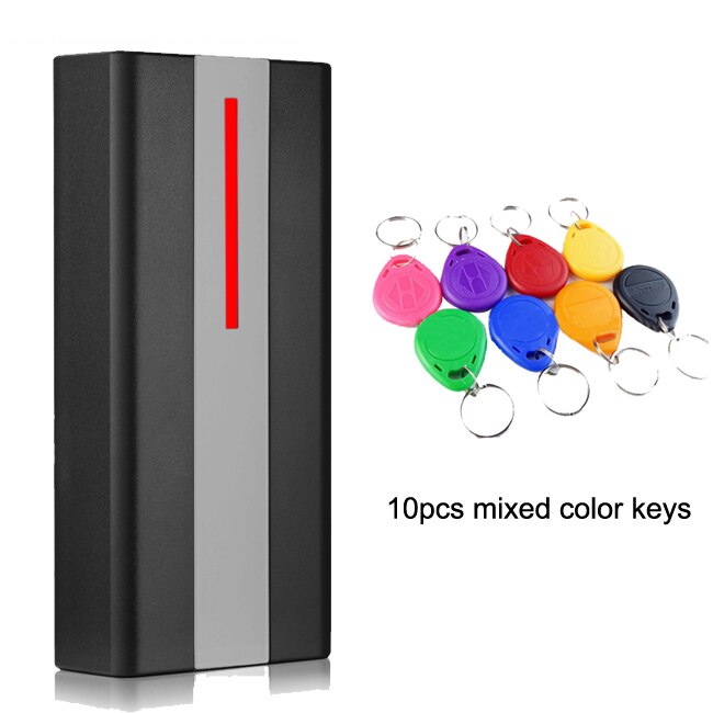 IP67 Waterproof 125khz RFID Standalone Access Control Reader 2000 user Proximity RFID Card Reader Access Control System: H1EM AC 10 color key