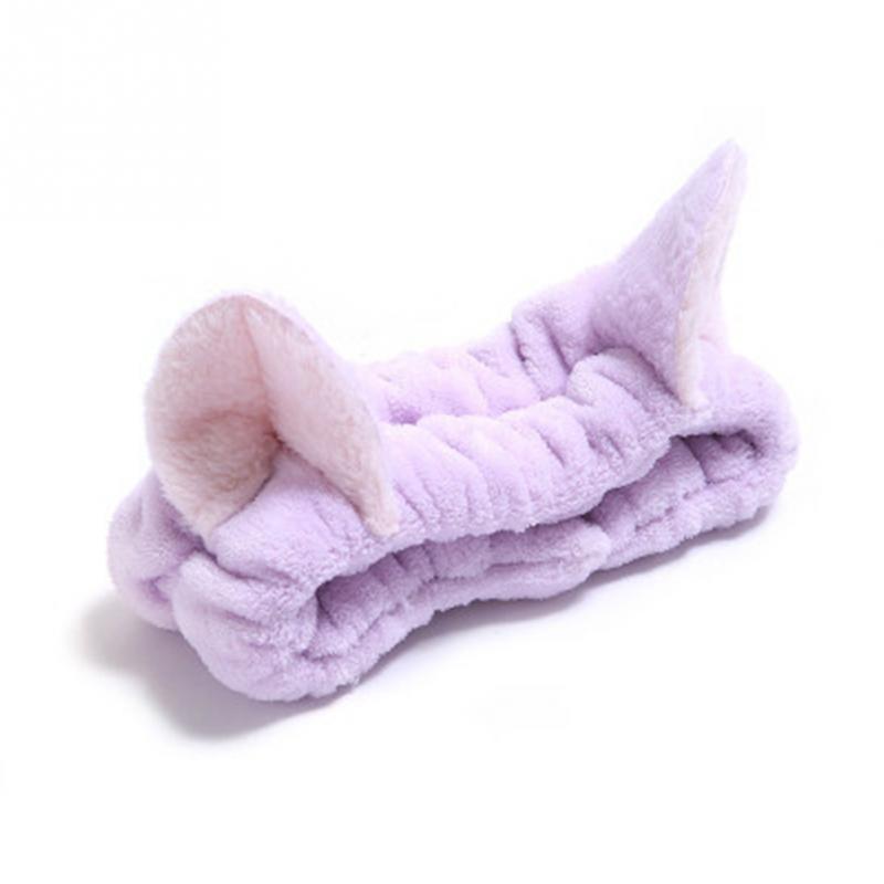 Mignon élastique chat oreilles bandeaux pour femmes filles maquillage visage lavage bandeau masque Facial bandeau bandeau cheveux accessoire #518: Purple