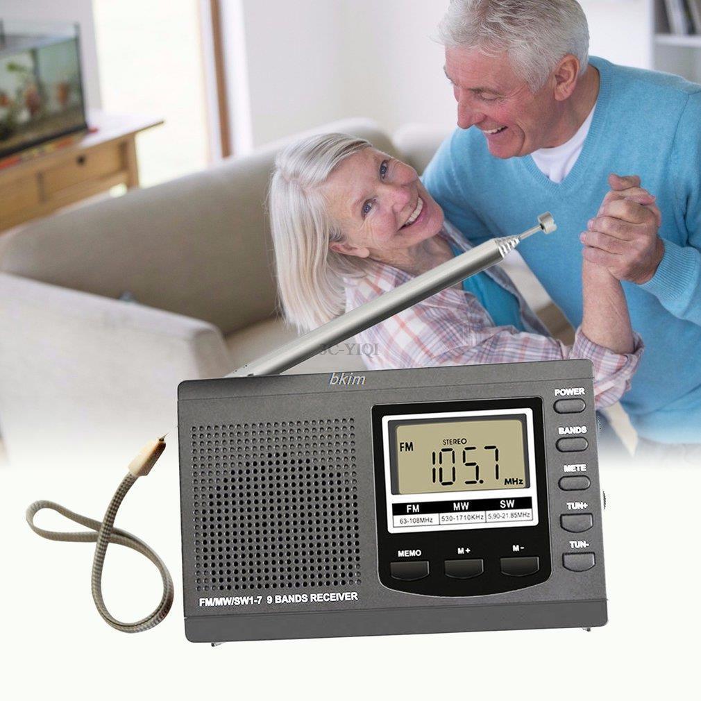 Digital Display Portable Radio FM AM Shortwave Radio Muti-band Stereo Sound Effect Radio Test Sports Radio
