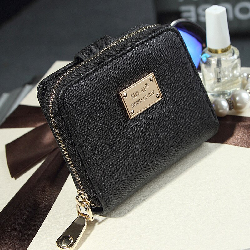 Portemonnee dames korte rits stack multifunctionele portemonnee: Zwart