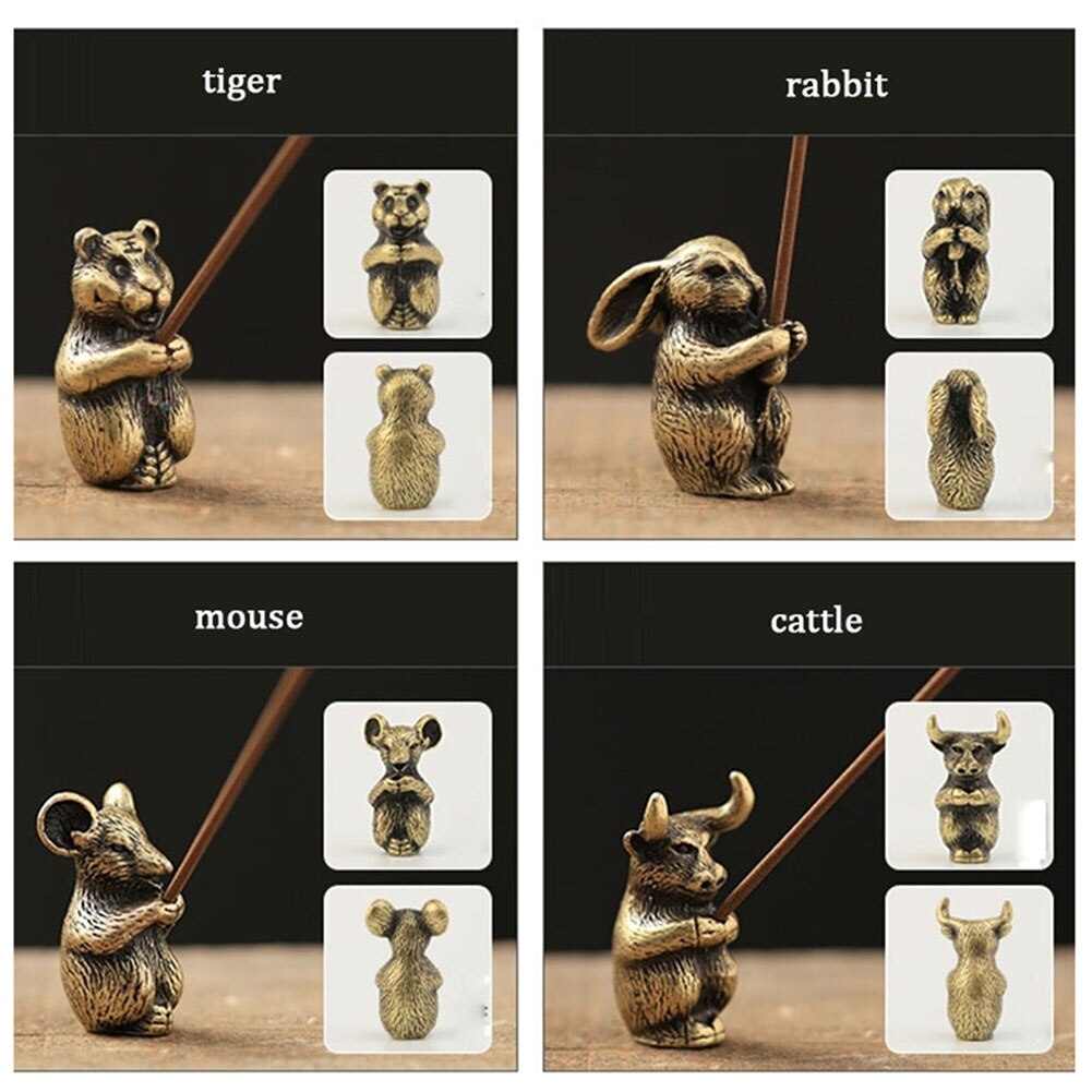 1Pc Metal Chinese Censer Zodiac Animal Incense Stick Holder Meditation Stand Decoration Home Decoration Accessories Crafts