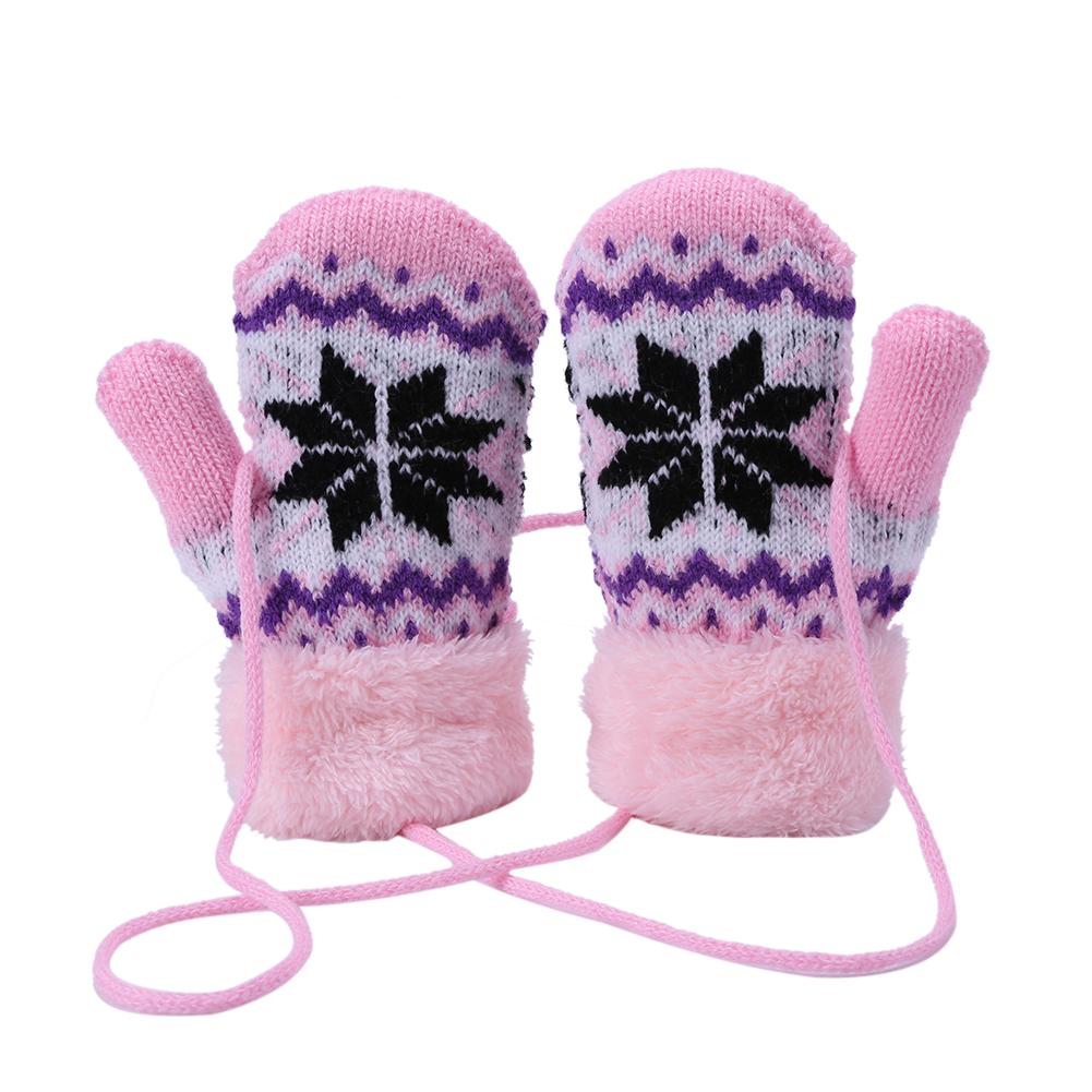 Winter Warme Baby freundlicher Handschuhe Gestrickte Elastische Verdickt Ski lässig Fäustlinge Handschuhe für freundlicher Mädchen Jungen Halten Hand warm: licht rosa