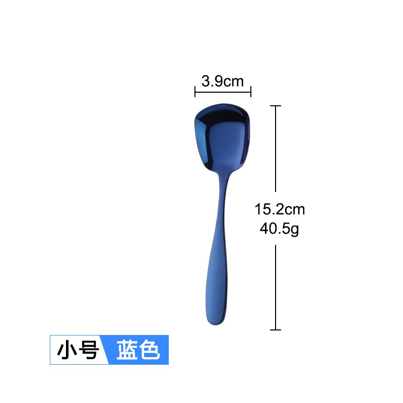 Buyer Star Stainless Steel Square Spoon S M L Rice Spoon Set Dinner Sponn Tableware For Kids &amp; Adult Kitchen Accessory: Blue Small Size