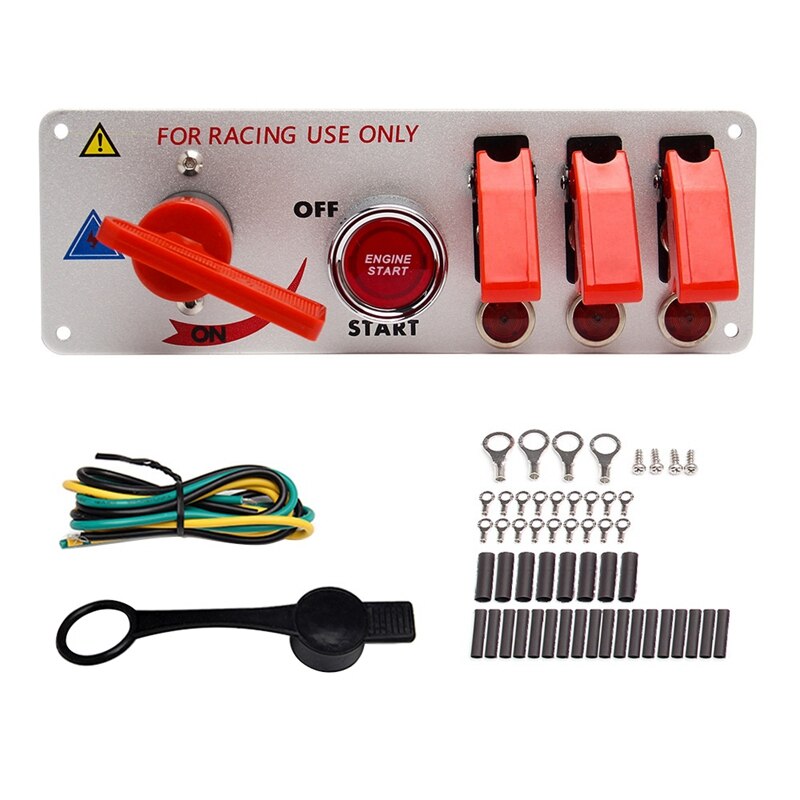 Ignition Switch Panel Ras Auto 5 In 1 12V Motor Drukknop Starter Led Toggle Schakelaars Voor Racing auto Auto