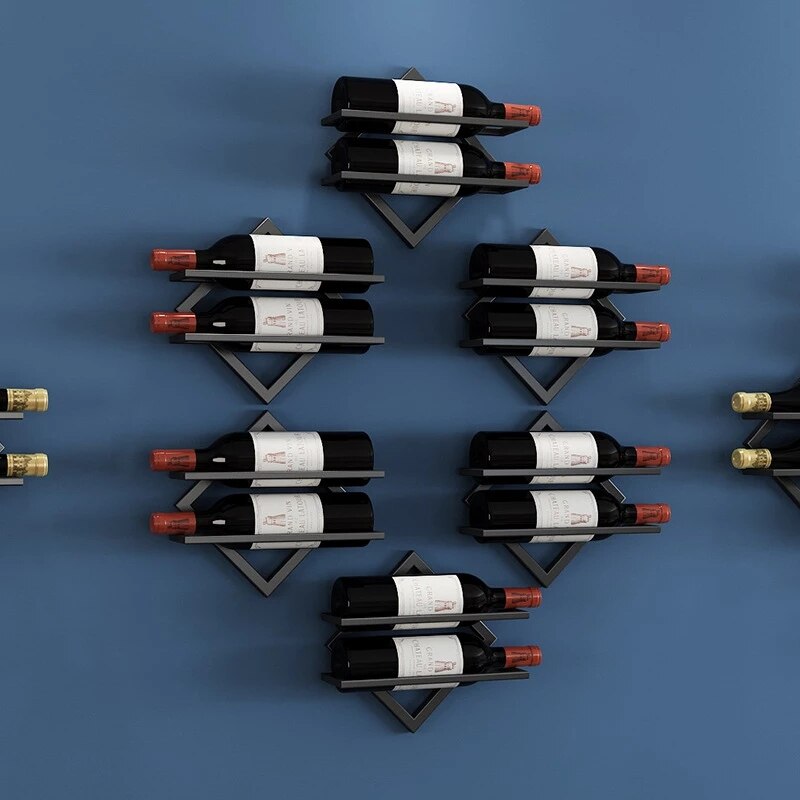 Hang Richel Wijnrek Flessen Van Metalen Decoratieve Muur Bar Wijnrek Muurbevestiging Wijn Fles Houder Creatieve Gratis Combinatie