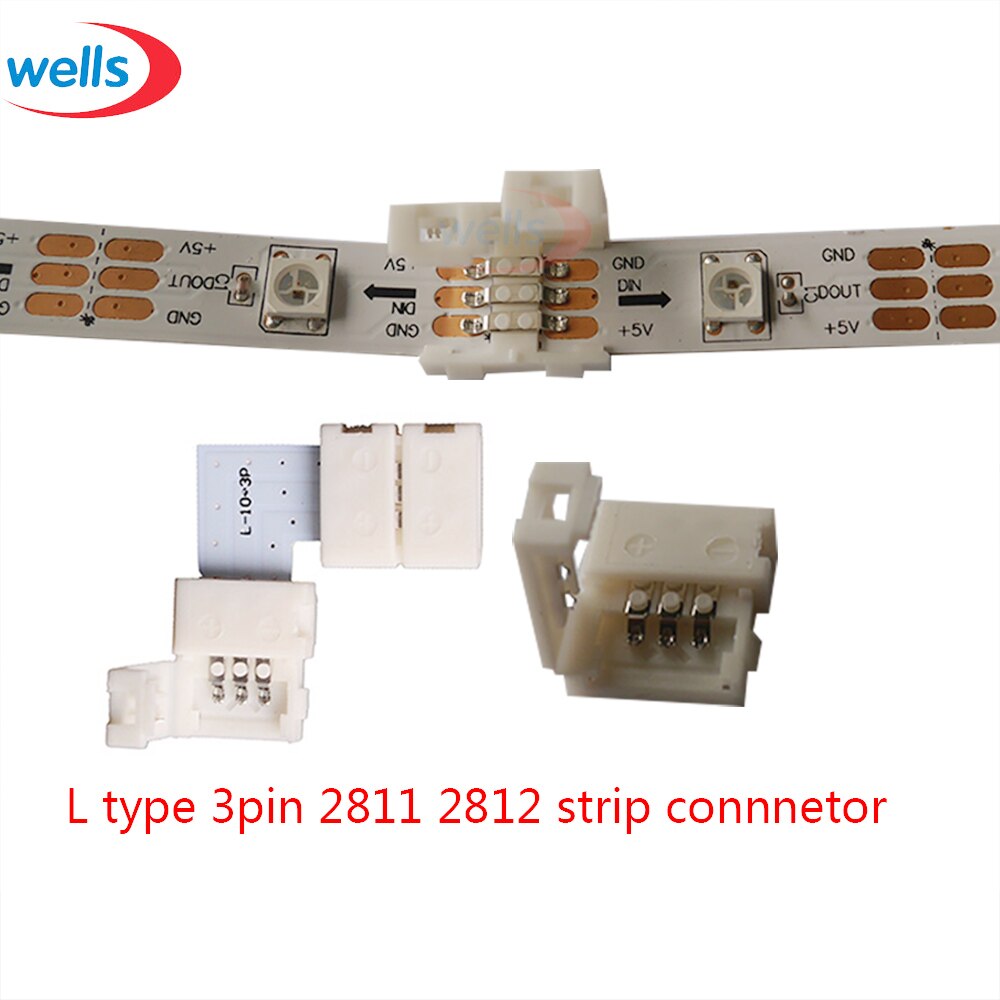 5set L Shape 2pin 3pin 4 pin LED Connector For connecting corner right angle RGB 3528 2811 2812 5050 LED Strip