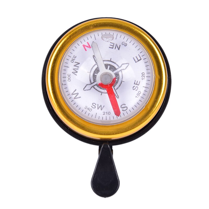 Mountainbike fietsbel claxon één-druk knop met luide ring metaal plastic mtb fiets alarm kompas met gids: Geel